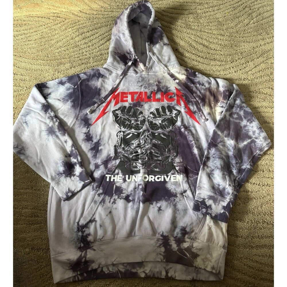 Metallica Size Medium Y2k Purple tie-dye Hoodie “The Unforgiven” NWOT